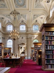 Fig 8: The library was sensitively created in 1971–75 by Robert Potter, within the magnificent interior of the church. Lincoln College, Oxford — photographed by Paul Highnam for Country Life