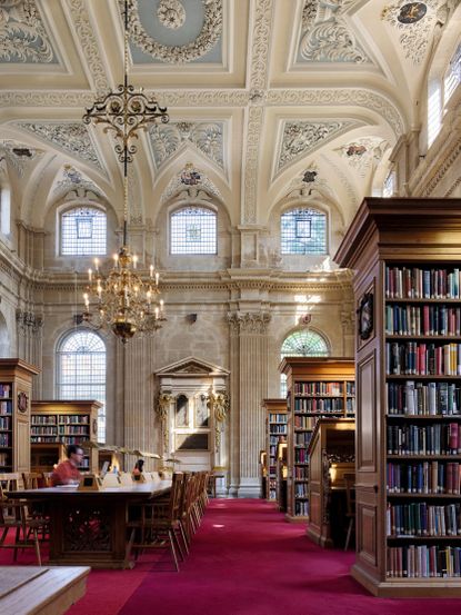 Fig 8: The library was sensitively created in 1971–75 by Robert Potter, within the magnificent interior of the church. Lincoln College, Oxford — photographed by Paul Highnam for Country Life
