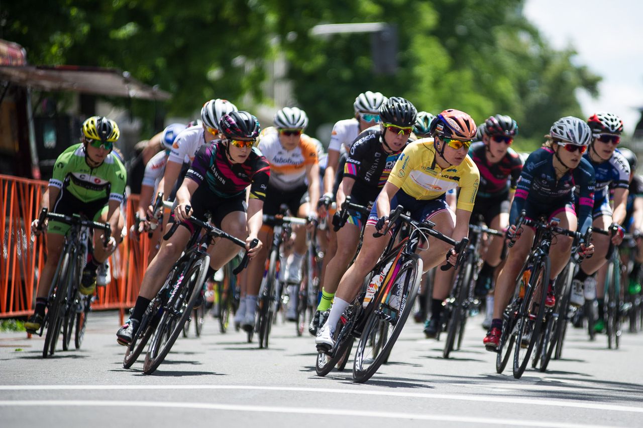 The yellow jersey staying safe at the front