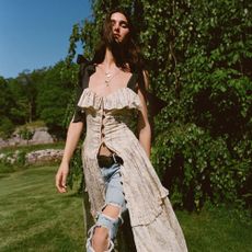 Model wearing Prairie inspired clothing from Urban Outfitters