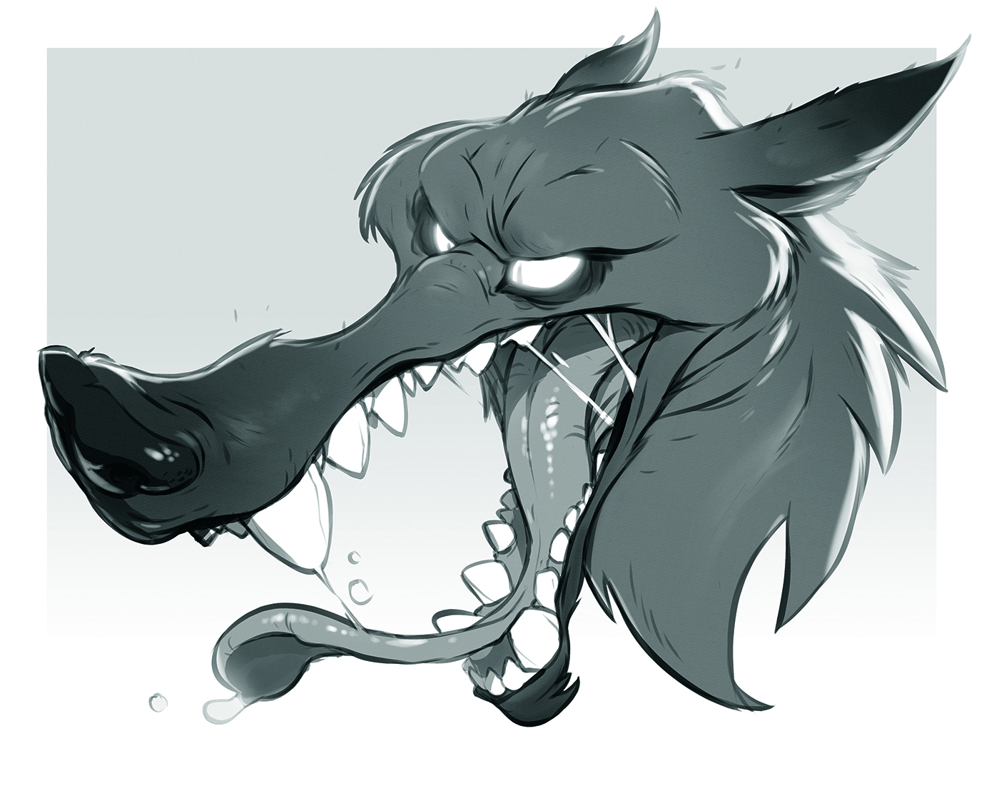 A character art sketch in black and white