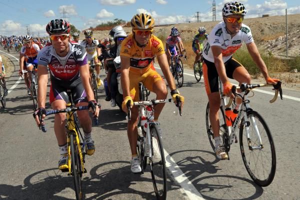 The top three of the Vuelta at the start of the final stage.