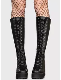 Hot Topic KIHILIST Black Knee-High Heel Boots Hot Topic KIHILIST Black Knee-High Heel Boots