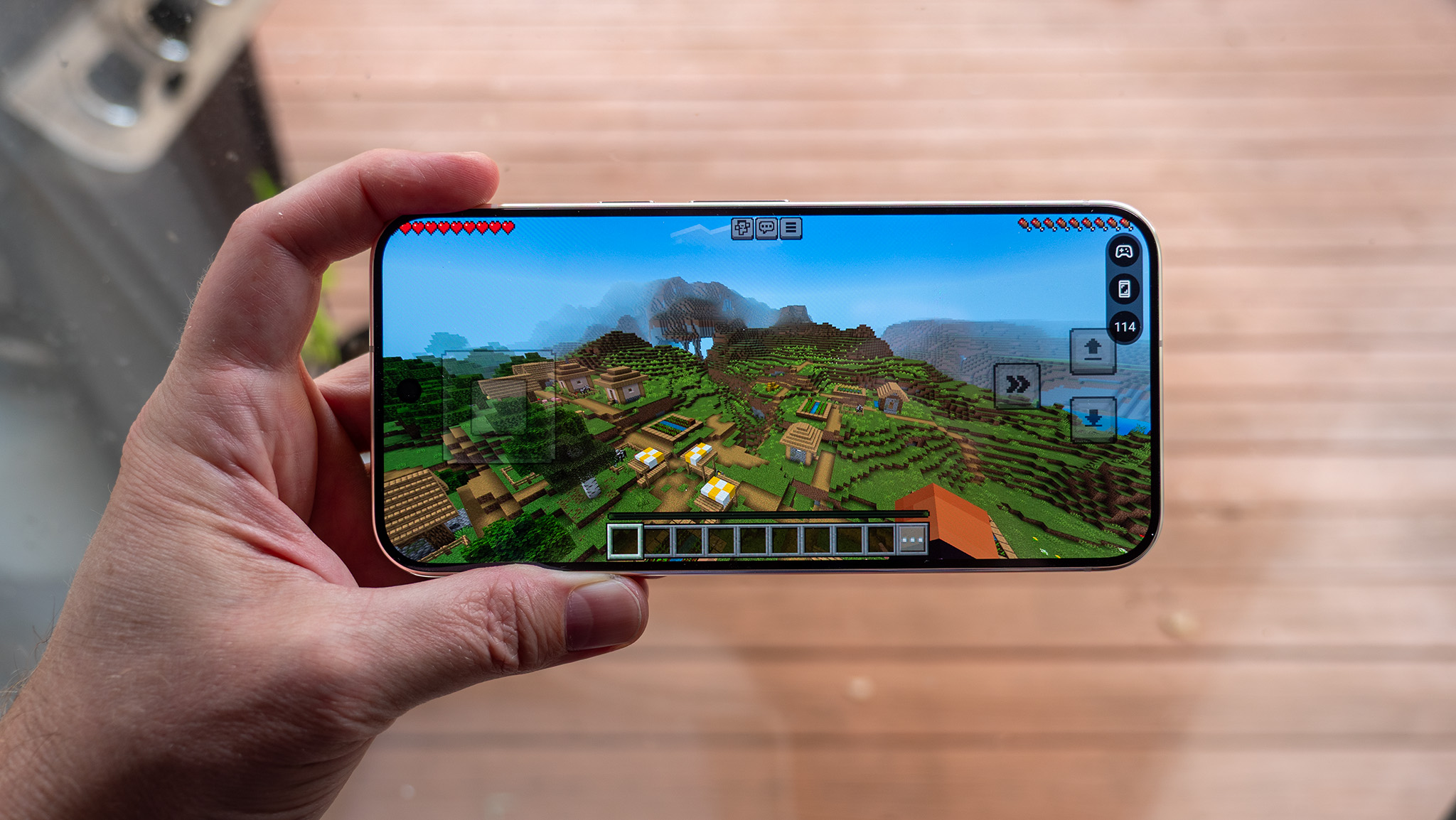 Playing Minecraft on a Google Pixel 11 Pro XL