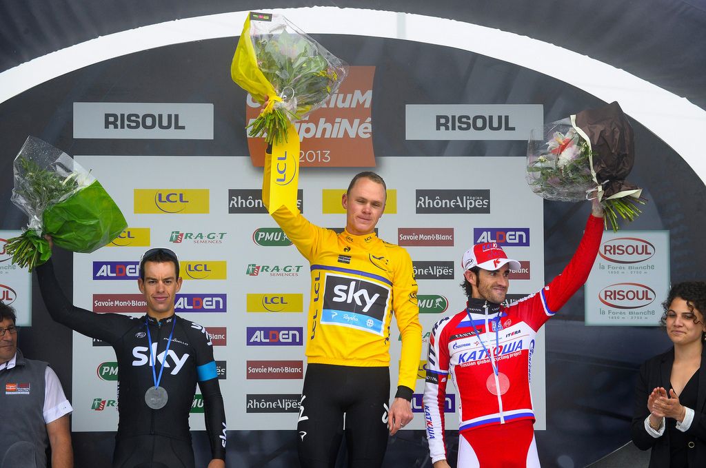 The 2013 Criterium du Dauphine podium
