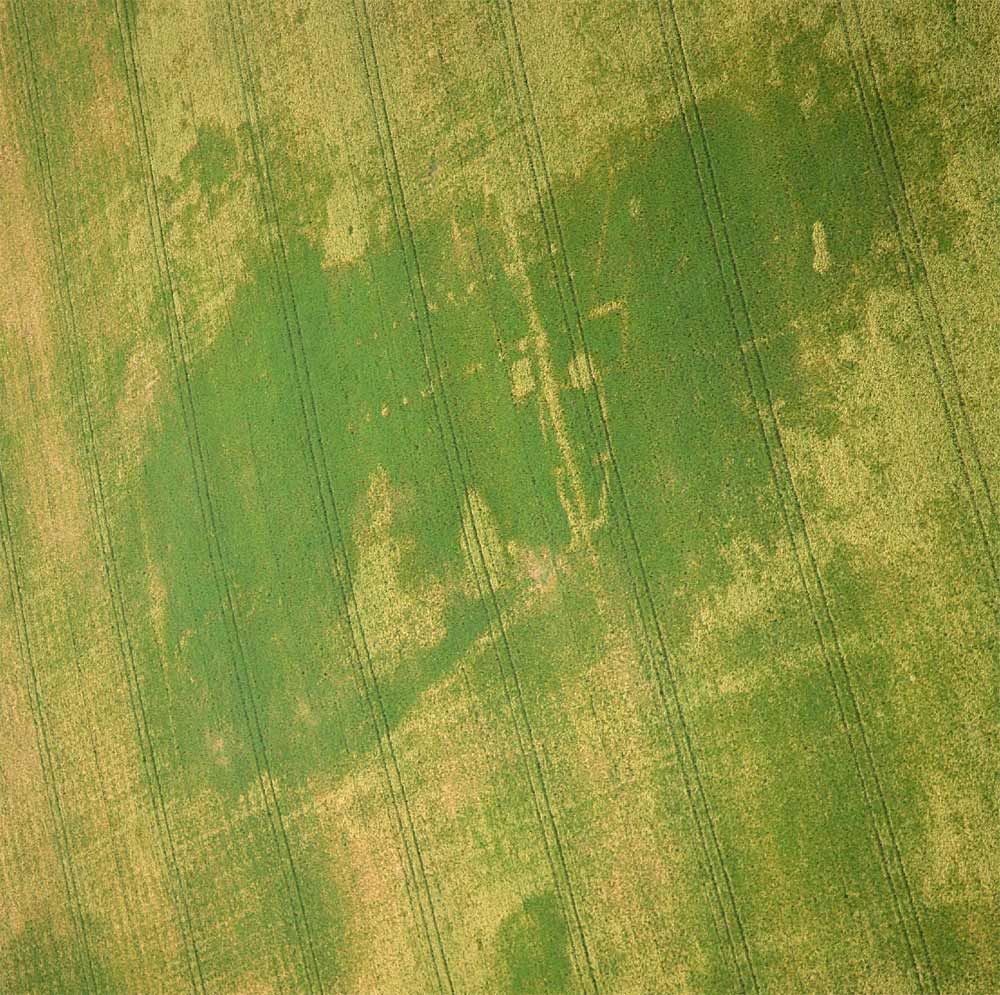 The Y-shaped Roman structure, discovered in eastern England in the Norfolk area, can be seen in this aerial shot. Nothing like it has been discovered before from the Roman Empire.