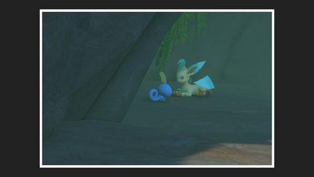 Pokemon Snap behind waterfall