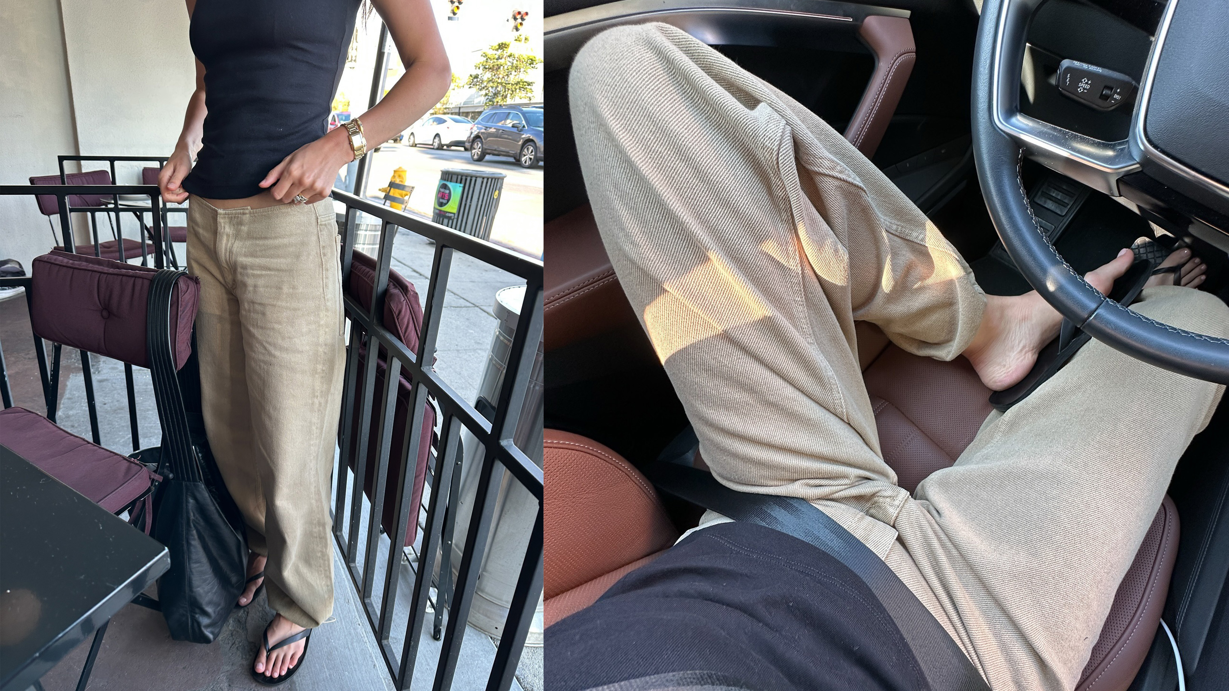 Ilana Torbiner wearing the new Still Here Sport Jeans in the color pear.