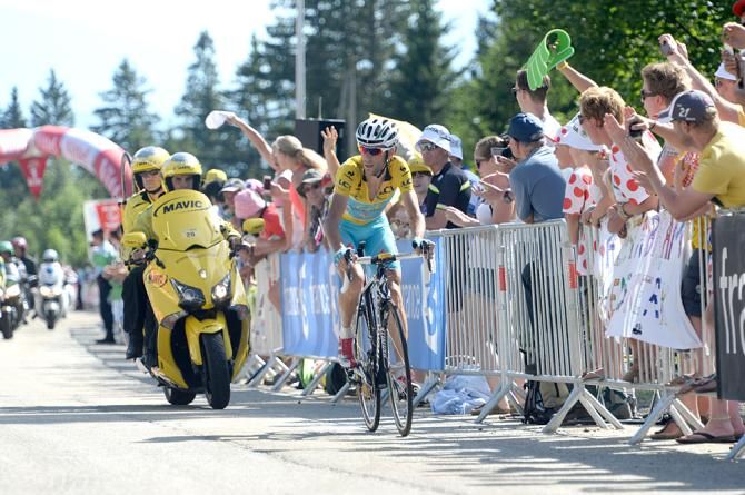Vincenzo Nibali (Astana) en route to the stage victory in Chamrousse