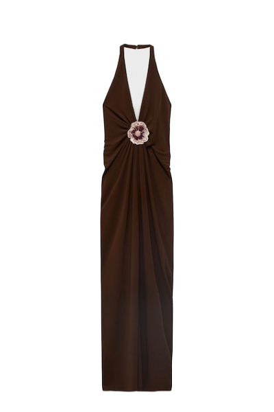 MANGO, Halter Dress With Flower Detail 