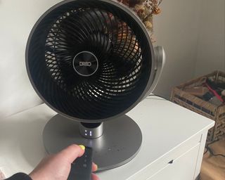 Dreo Smart Fan being controlled by remote