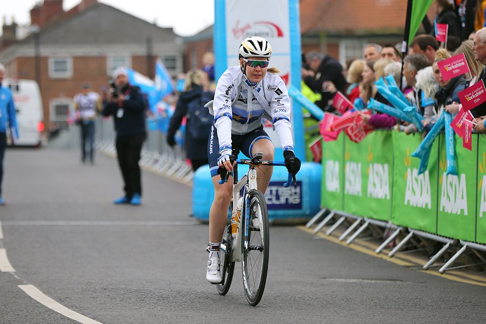 Anna van der Breggen at the start of Tour de Yorkshire