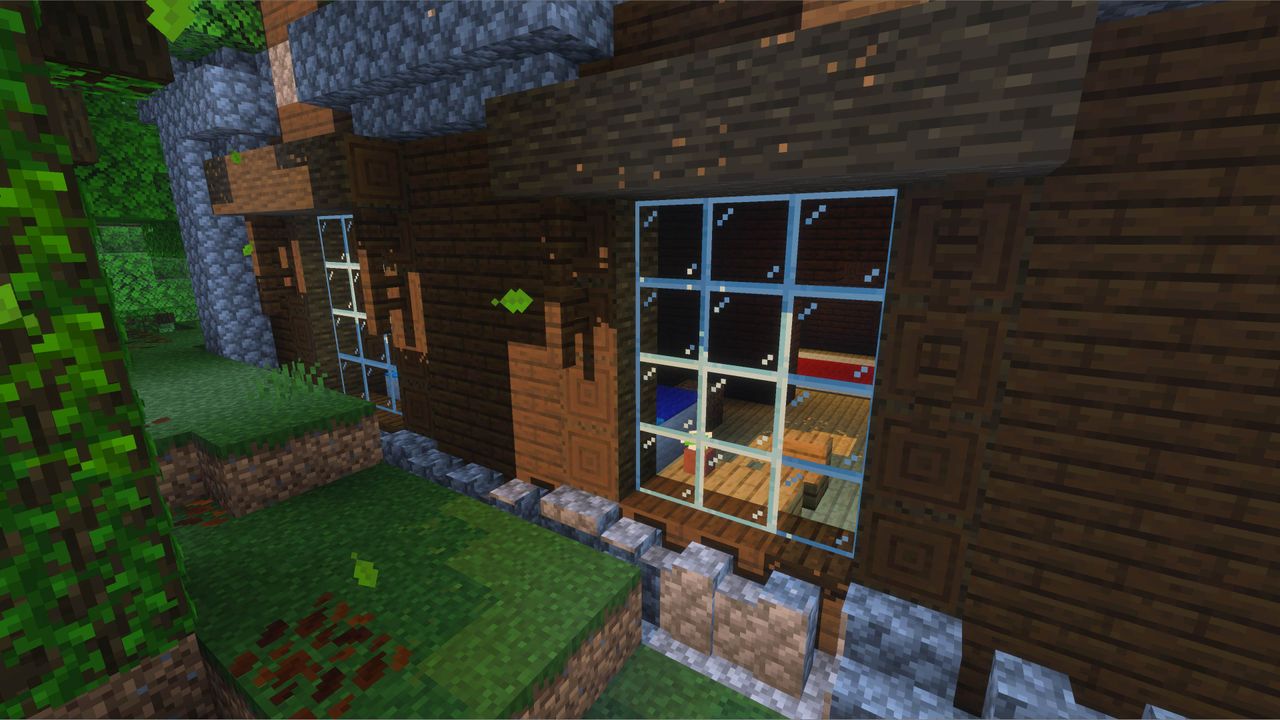 Screenshot of Minecraft's "Vibrant Visuals" upgrade toggled on and off.