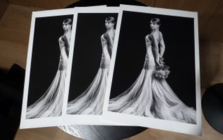 Sample print from the Canon ImagePrograf Pro-1100 printer (next to comparison prints from competing products)