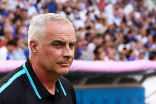 New Zealand Under-23 coach Darren Bazeley looks on during a match against France at the Olympic Games in july 2024.