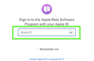 iPadOS 16 public beta install process showing apple id entry pane