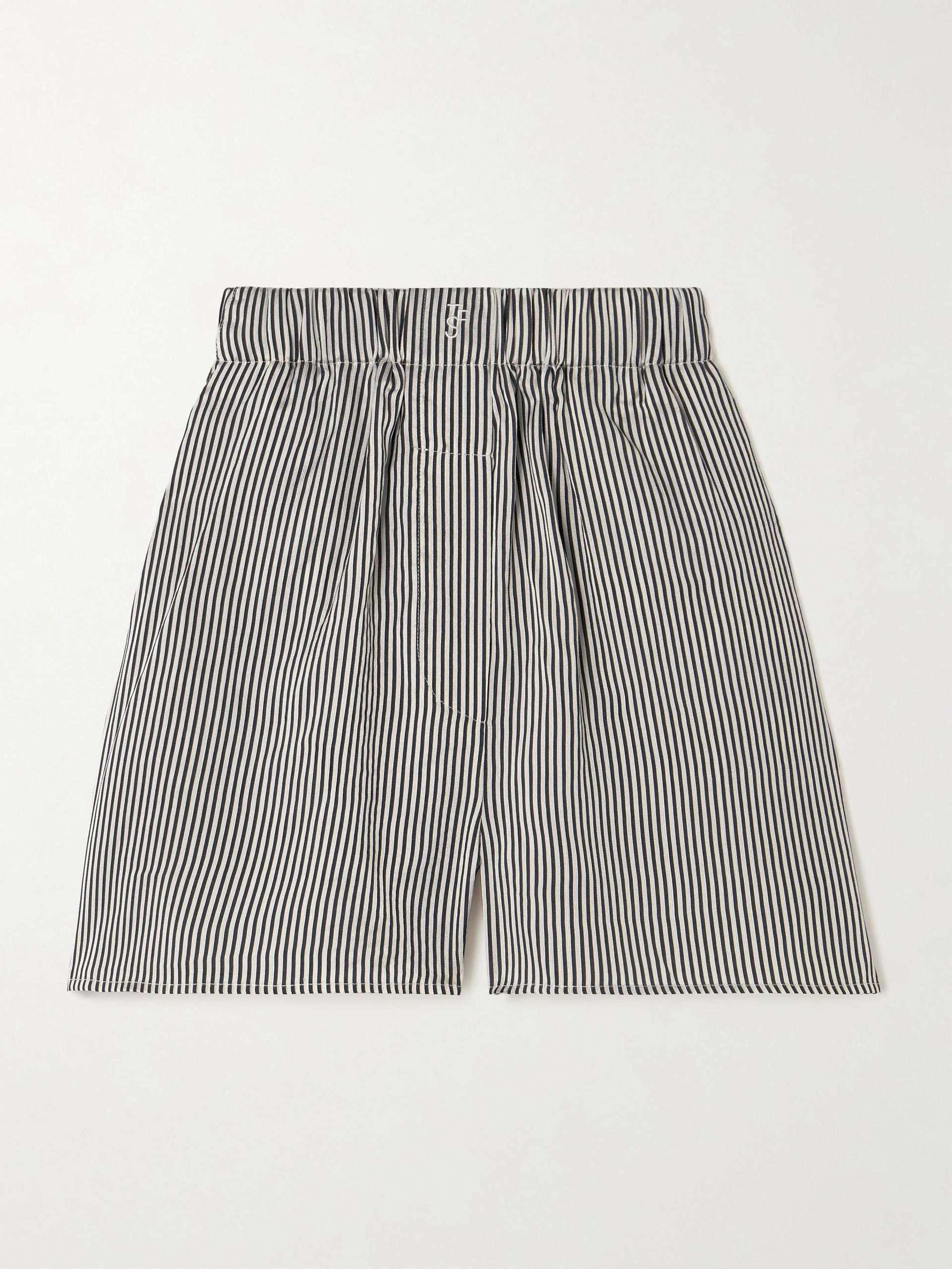 Lui Embroidered Striped Woven Shorts