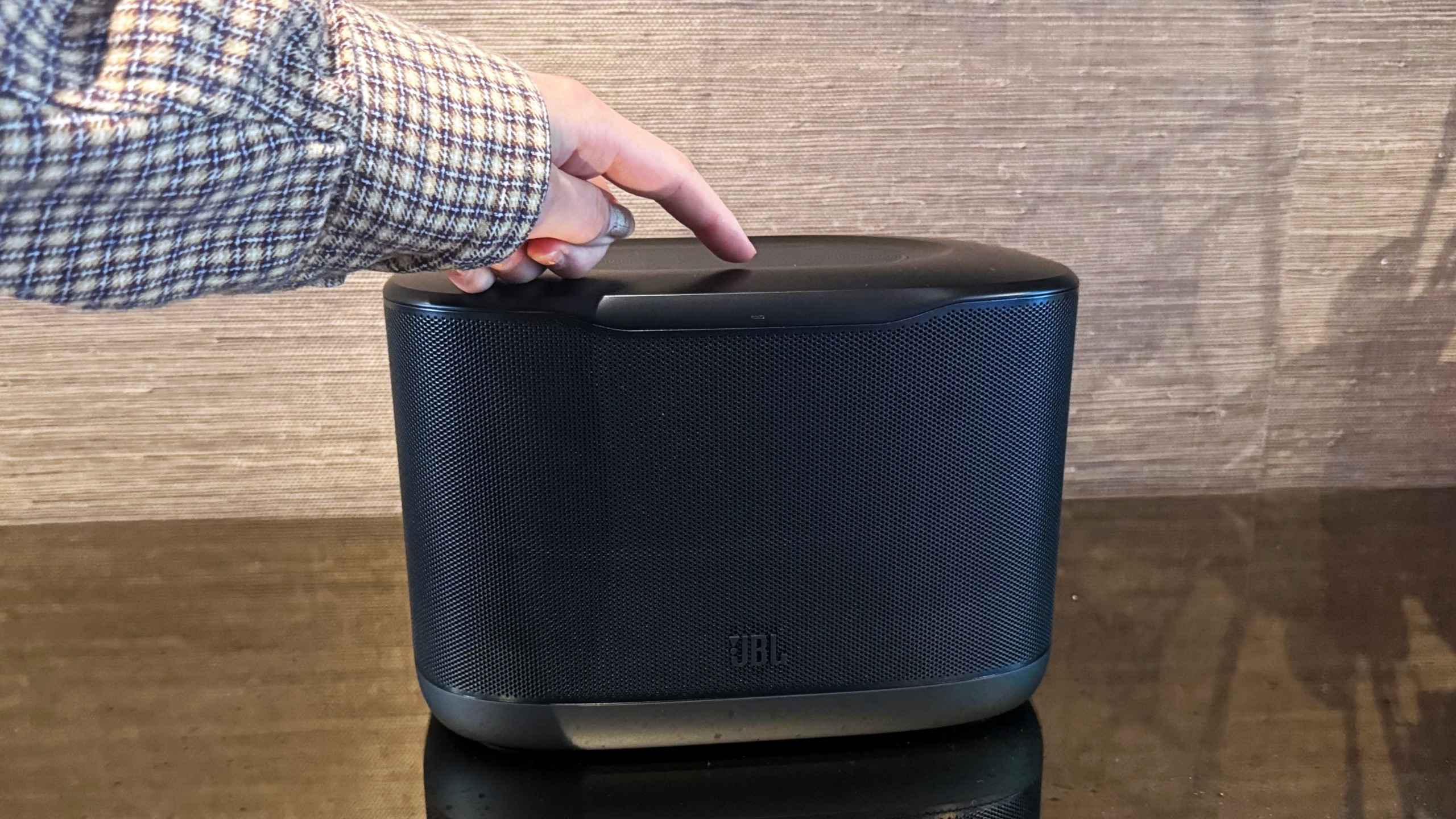 the JBL Cove home speaker line photographed inside a real house