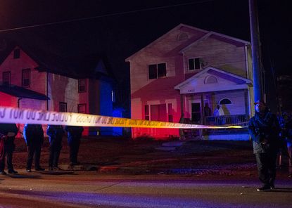 A police line at the crime scene