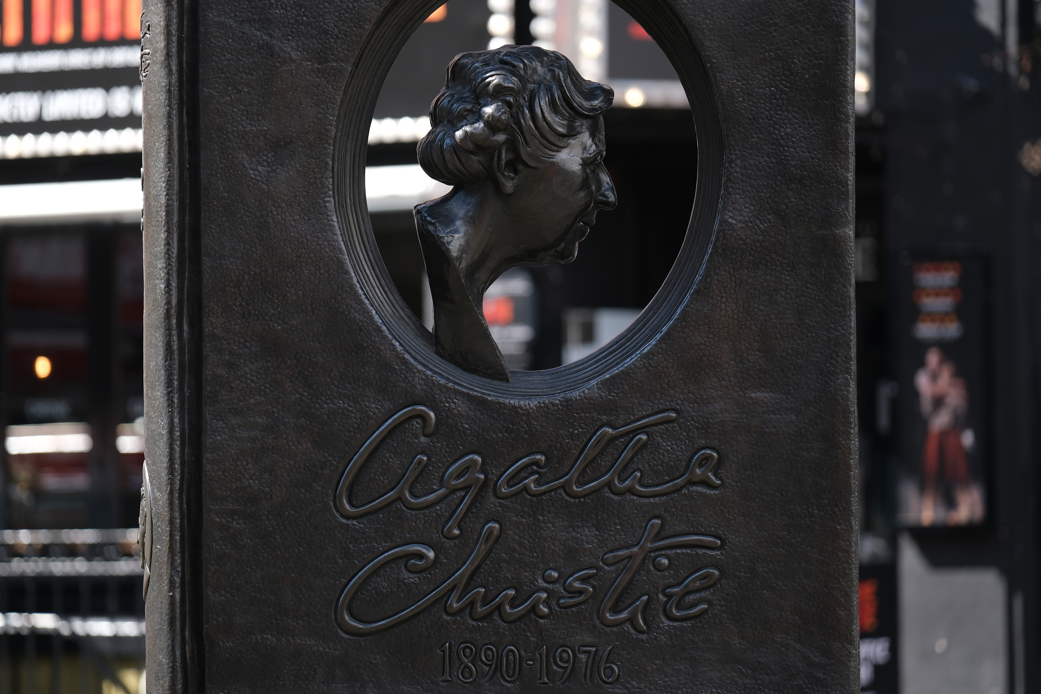 An Agatha Christie memorial in London