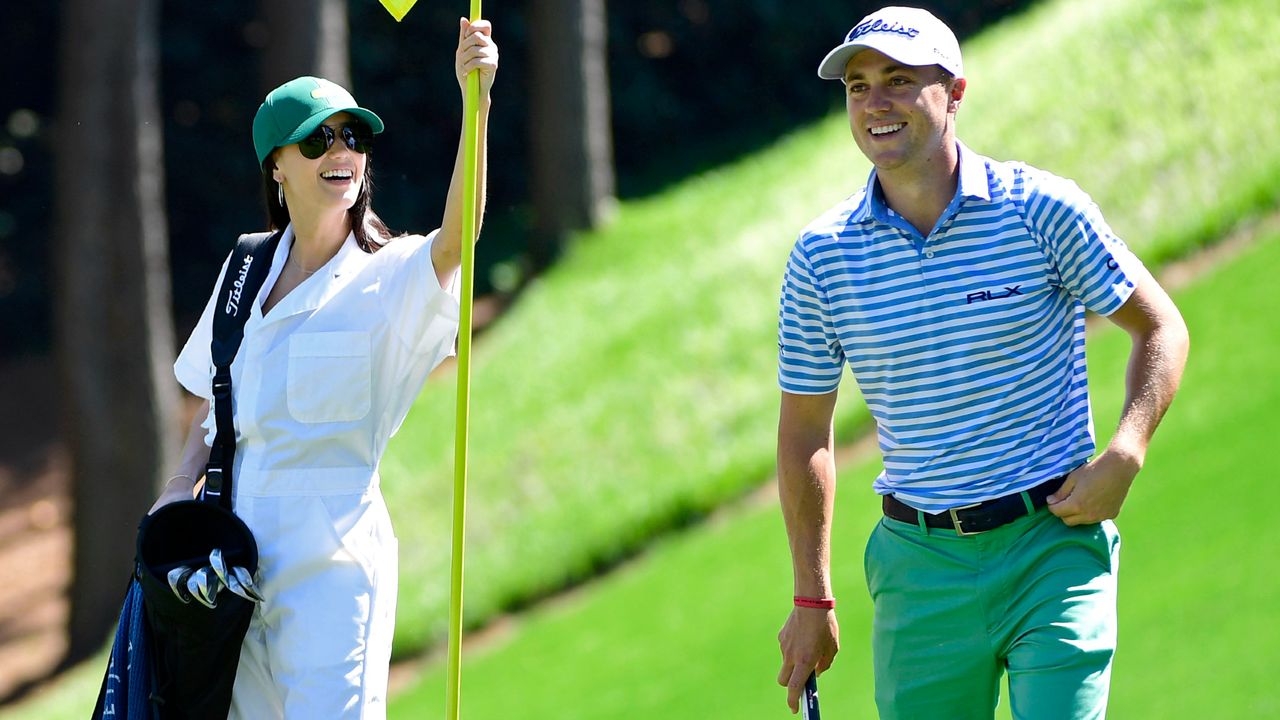  Justin Thomas and his girlfriend, Jillian Wisniewski at the 2019 Par-3 Contest