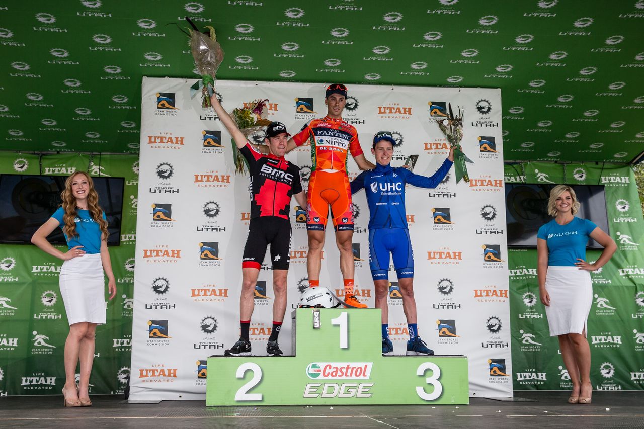 The stage 7 podium