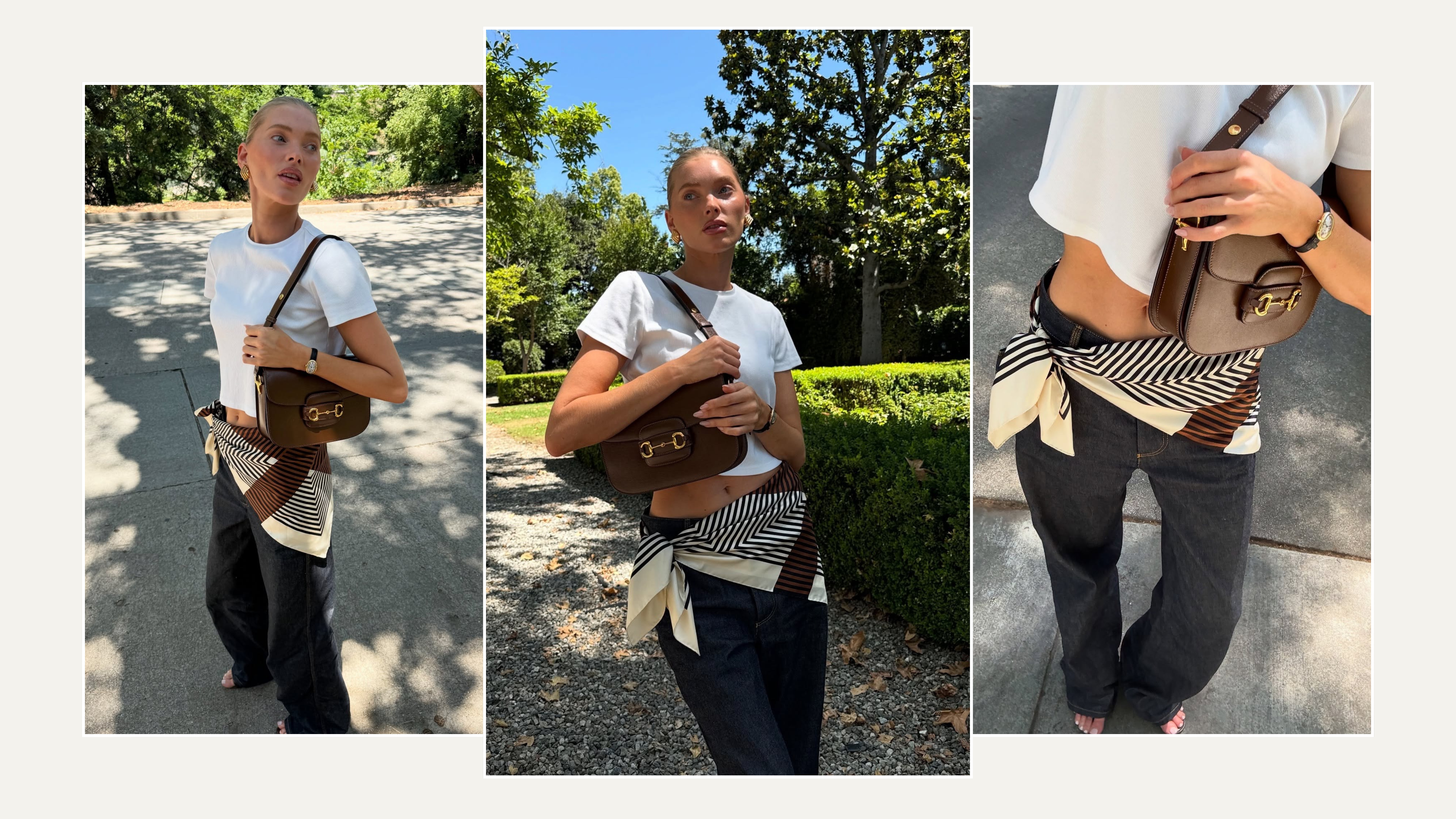 woman wears gucci bag