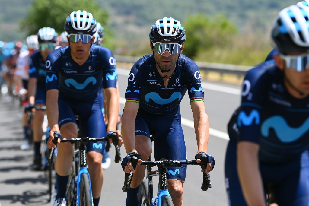 ETNA PIAZZALE RIFUGIO SAPIENZA ITALY MAY 10 Alejandro Valverde Belmonte of Spain and Movistar Team competes during the 105th Giro dItalia 2022 Stage 4 a 172km stage from Avola to Etna Piazzale Rifugio Sapienza 1899m Giro WorldTour on May 10 2022 in Etna Piazzale Rifugio Sapienza Italy Photo by Tim de WaeleGetty Images