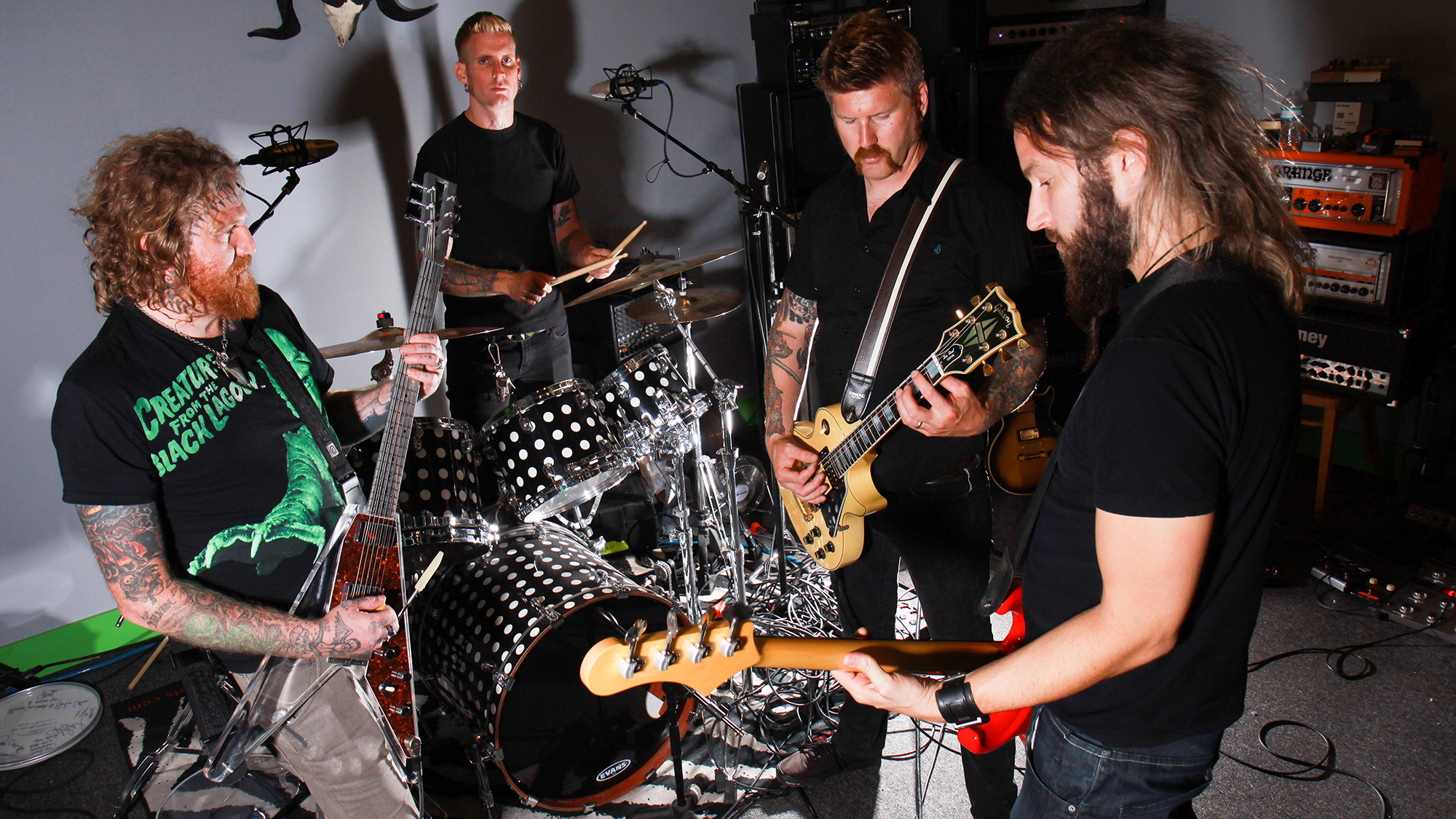 Mastodon rehearsing, Brann Dailor, Brent Hinds, Bill Kelliher, Troy Sanders, Atlanta, Georgia, United States, 12th August 2011