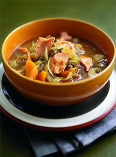 Curried Wild Alaska Salmon and Puy Lentil Soup