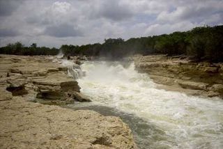 Waterfall created during the flood that rapidly formed Lake Canyon Gorge.