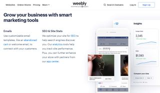 Weebly's webpage discussing its smart marketing tools