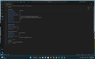 The Spicetify for Spotify config file viewed in VS Code