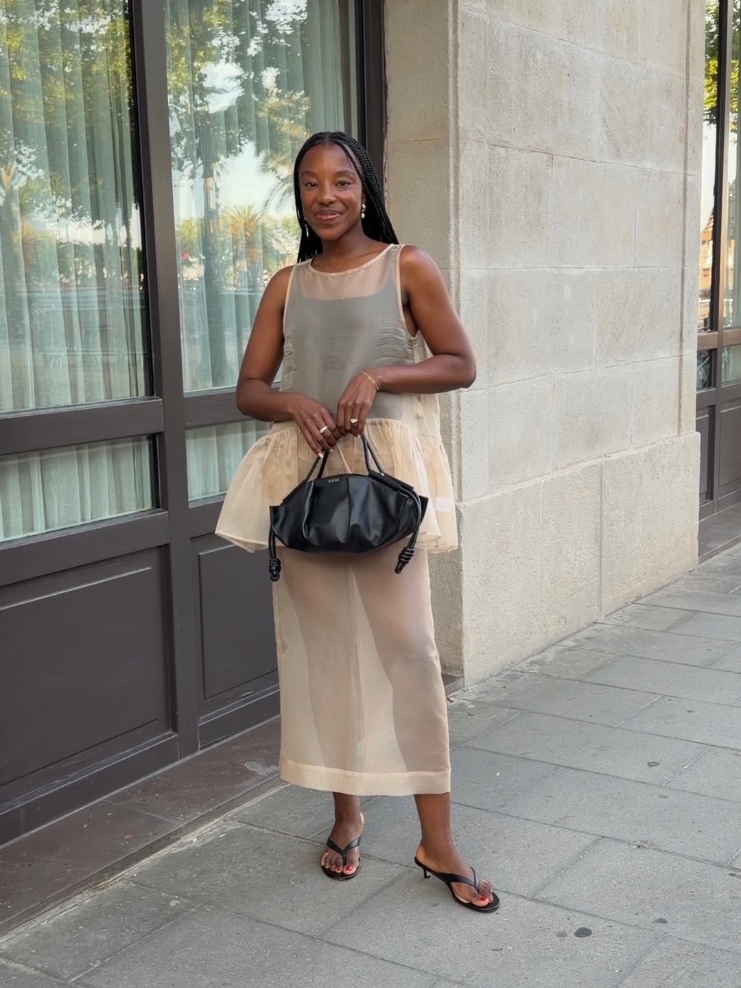Taffy in beige organza dress