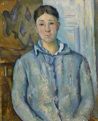 Madame Cézanne in Blue 1886-7. Part of the collection of the Museum of Fine Arts Houston and featured in the National Portrait Gallery’s exhibition of the painter’s work, 2017-18.