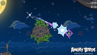 A screenshot of gameplay in Angry Birds Space.