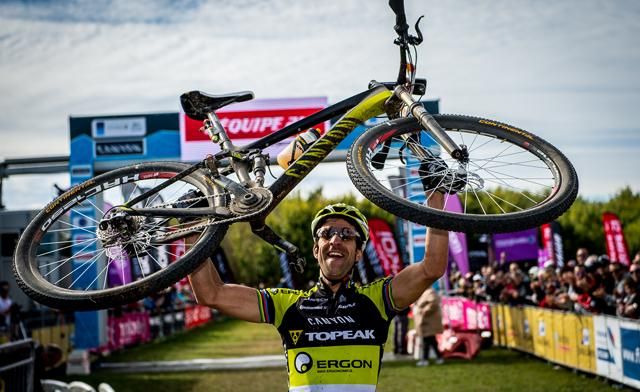 Alban Lakata (Topeak Ergon) after winning the Roc d'Azur marathon