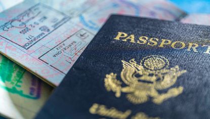 Close-up of American passport - stock photo