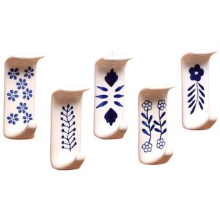 HandicraftSpace White and Blue Ceramic Boho Hooks