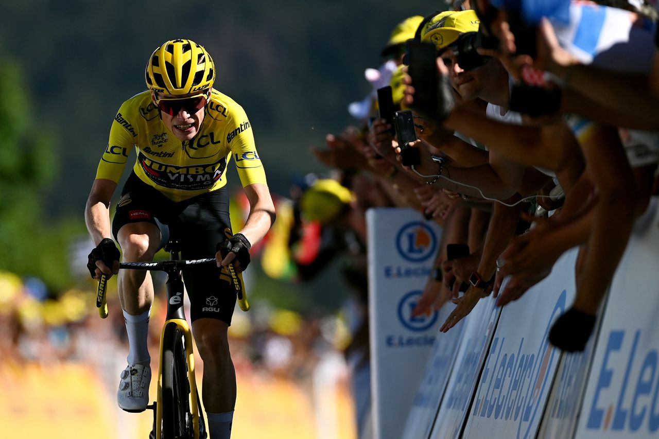 Jonas Vingegaard races to the line on stage 13 of 2023 Tour de France