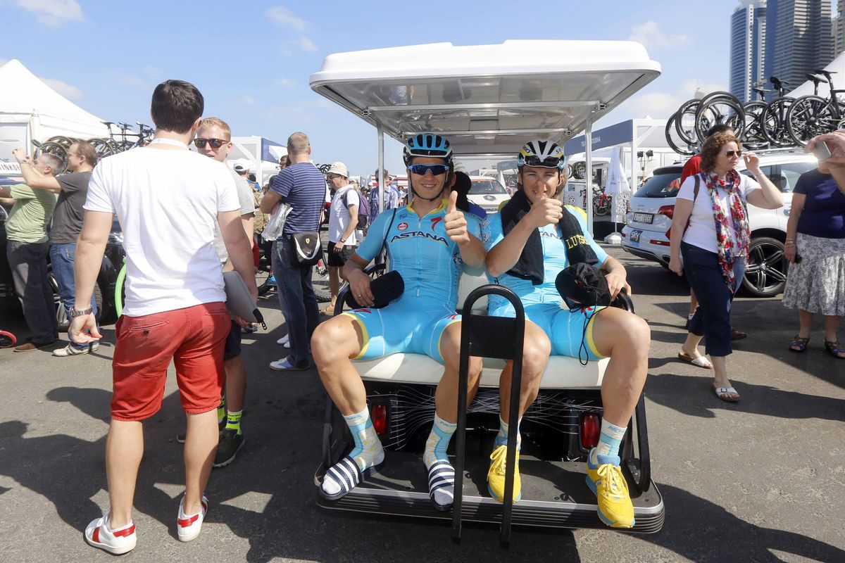 Astana found a novel way of travelling to the start at the Dubai Tour.