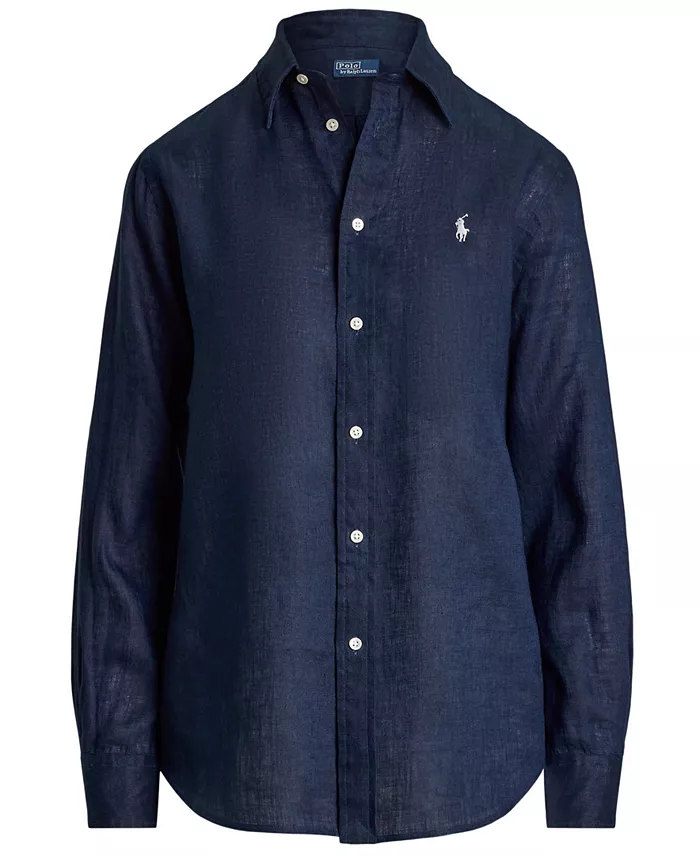 Women's Classic-Fit Striped 100% Linen Shirt