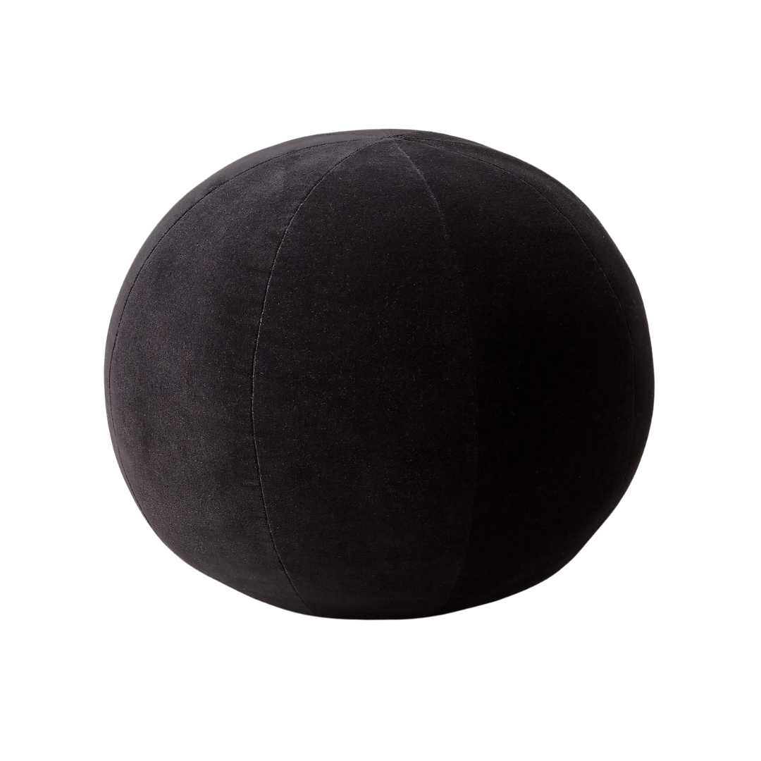 CB2, Terre Black Velvet Sphere Throw Pillow