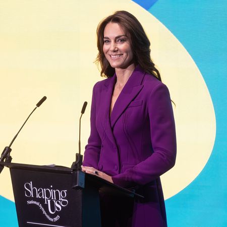 Catherine, Princess of Wales makes a key note speech during the Shaping Us National Symposium at Design Museum
