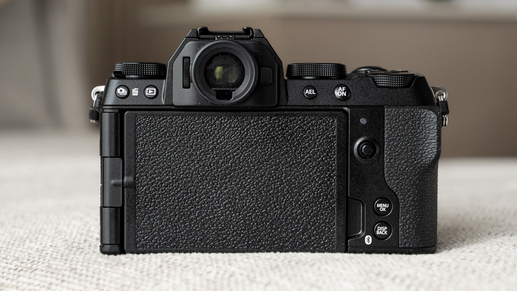 Fujifilm X-S20 camera back with screen folded away