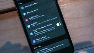 The new "adjust brightness for sensitive eyes" PWM-adjustment feature on the Pixel 10 Pro XL