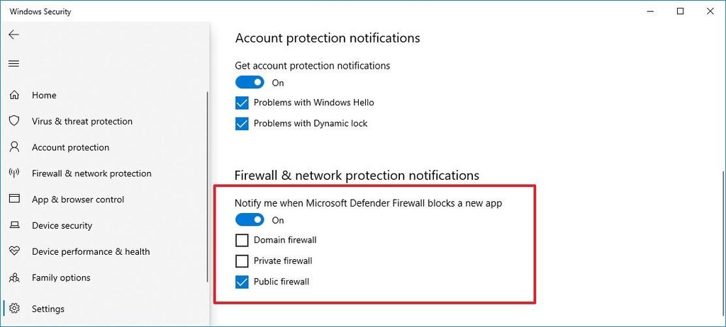 How to manage notifications for Windows Security features on Windows 10 ...