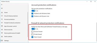 Firewall notifications with custom configuration