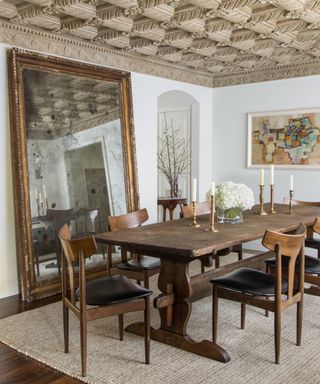 Dining room with dark wood dining table