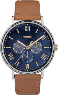 Timex Mens Analogue Classic Quartz Watch with Leather Strap | was